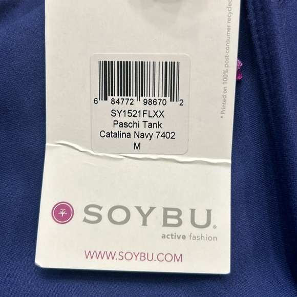 Soybu Paschi Tank Top Women's Medium Catalina Navy Racerback Built in Bra NWT - Picture 8 of 11